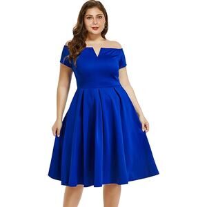 Women's Plus Size Vintage 1950s Party Cocktail Wedding Swing Midi Dress LALAGEN